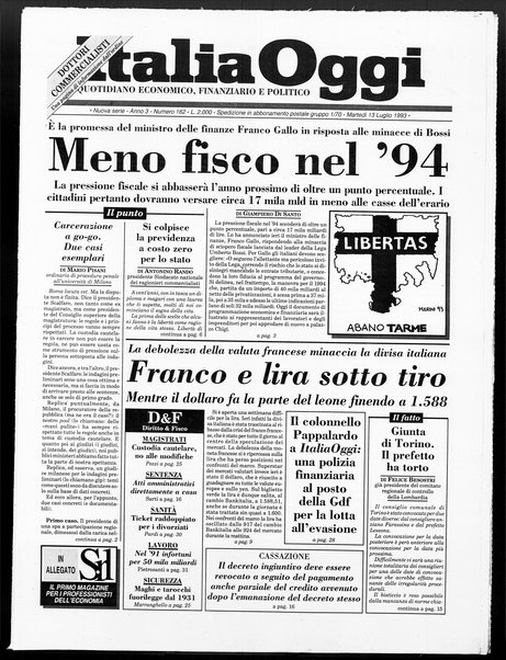 Italia oggi : quotidiano di economia finanza e politica